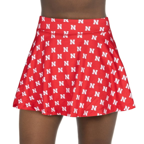 Women's-ZooZatz Scarlet Nebraska Huskers All-Over Print Flowy Skort