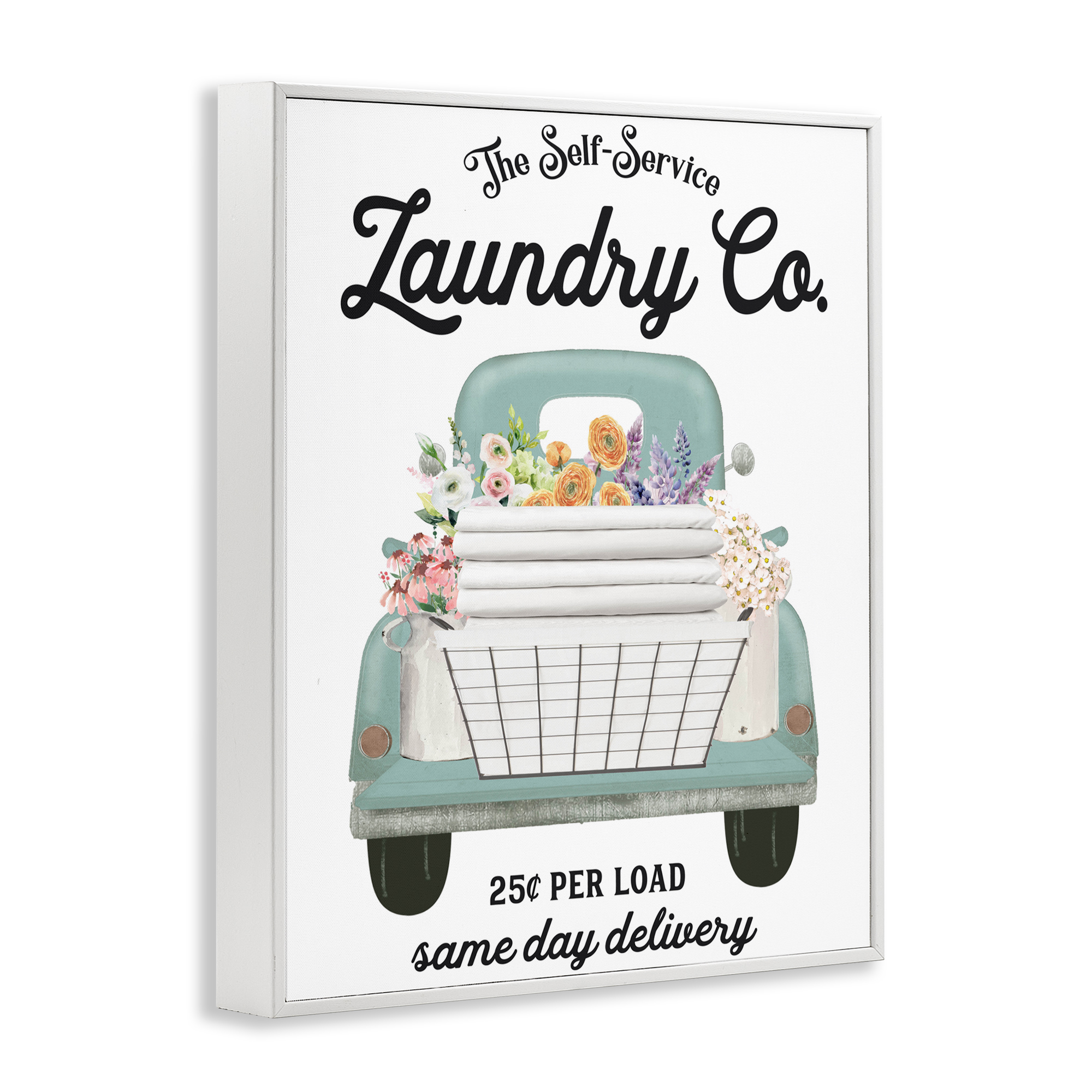 Laundry Delivery Truck White Framed Giclee Art, design by Lettered and Lined
