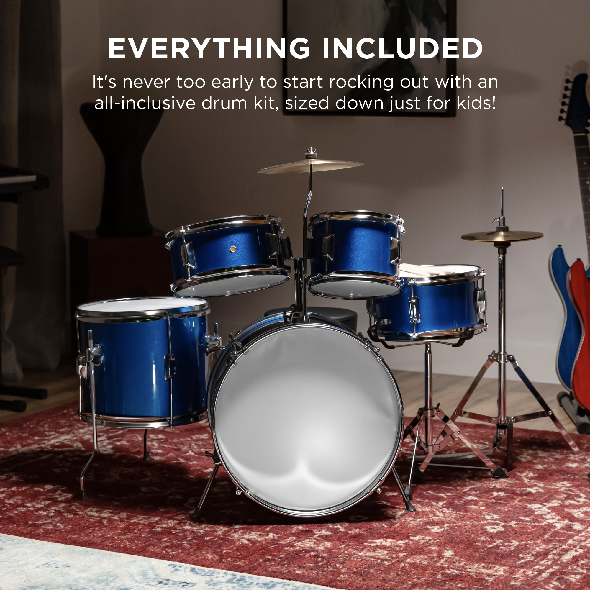 Best Choice Products 5-Piece Kids Drum Set in Blue photo 5