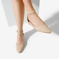 thumbnail image 5 of Women Ankle Strap Low Wedge Flats Shoes Zip Up Dress Shoes, 5 of 6