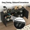 thumbnail image 3 of Rumiiro 59" Black Sideboard Cabinet Vertical Stripe, 4 Doors, Legged Design, Adjustable Shelves, Soft-Close Doors, 3 of 10