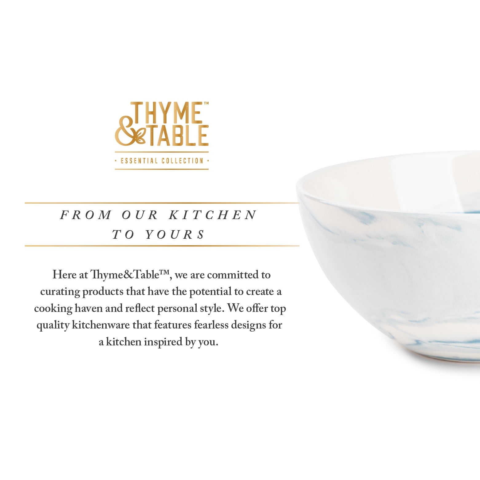 Thyme & Table Blue Marble Stoneware Large Round Bowl