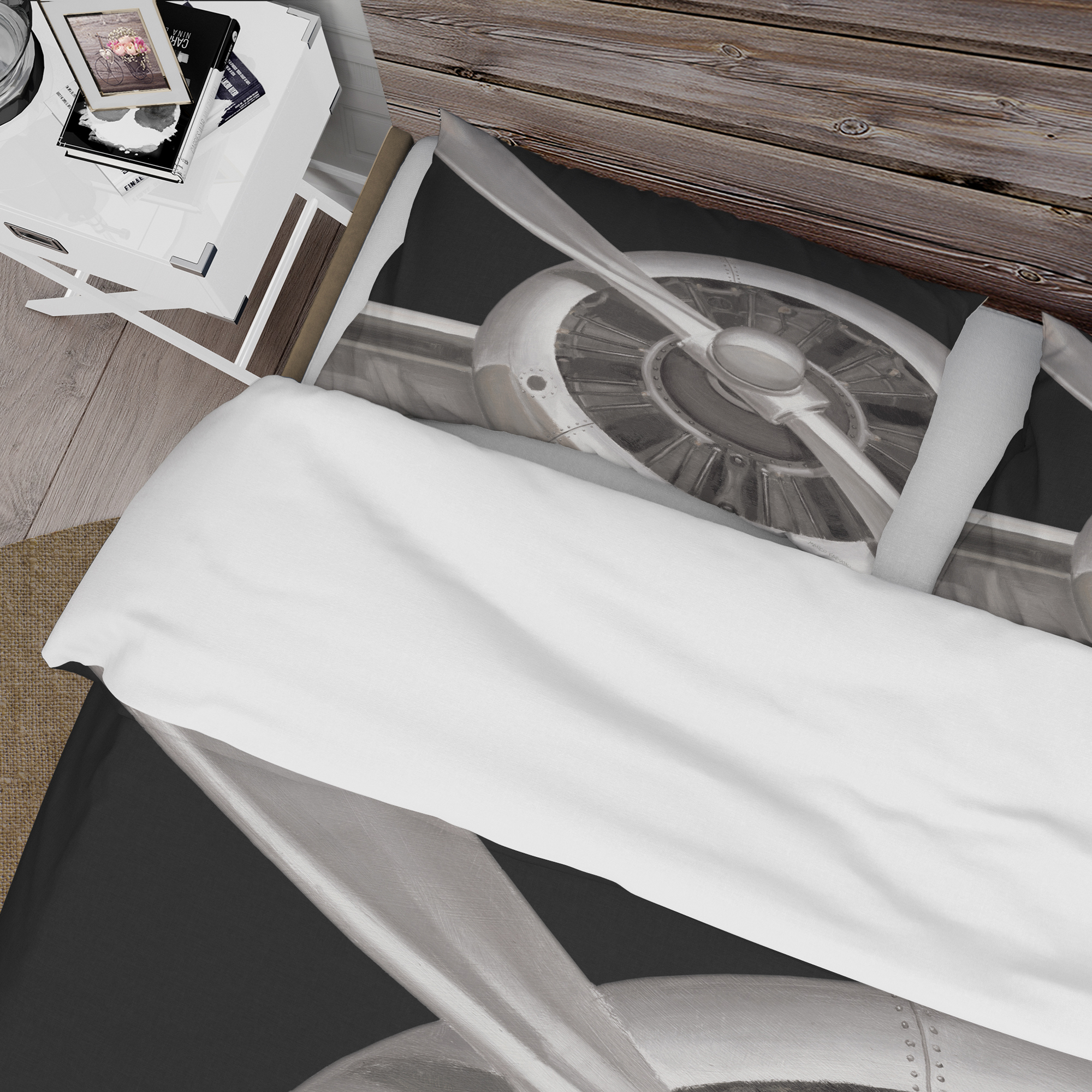 Designart 'Travel by Air Grey Plane' Traditional Duvet Cover Set
