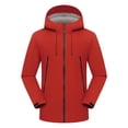 thumbnail image 4 of Men's Lightweight Raincoat Thicken Fleece Lined Softshell Jacket Waterproof Warm Windbreaker with Zip Pockets for Hiking Camping Outdoor, Red, M, 4 of 10