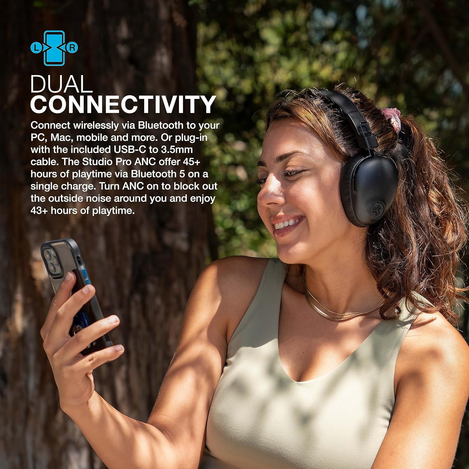 JLab Studio Pro ANC Over-Ear Wireless Headphones, Bluetooth, Cloud Foam™ Cushions, Black