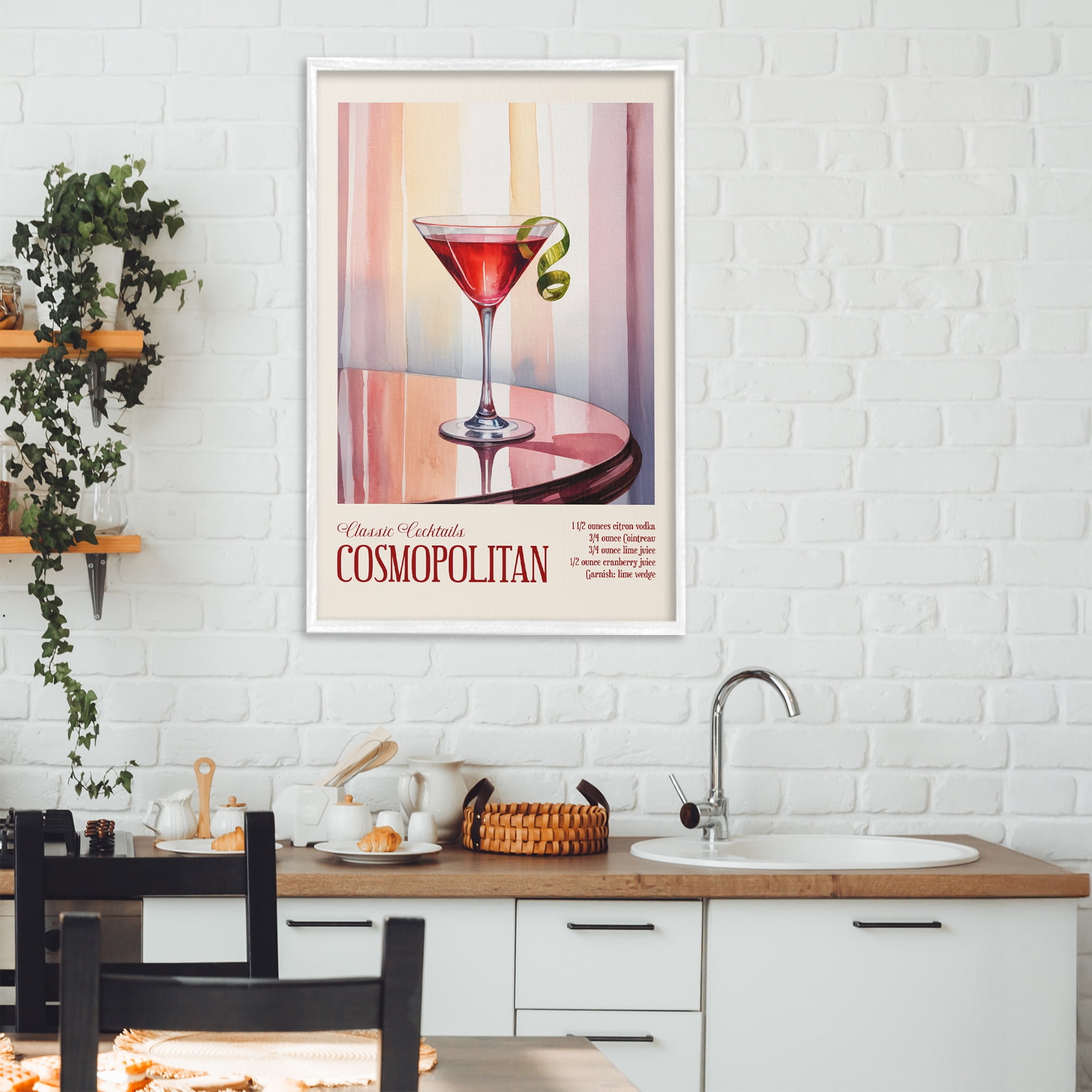 Stupell Industries Cosmopolitan on Reflective Table White Framed Giclee Art, design by Andreas Magnusson