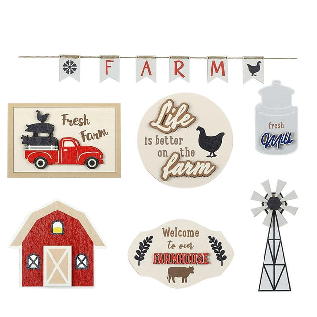 Tiered Tray Farmhouses Mini Rustic Farm Decorations Wooden Signs Easter ...