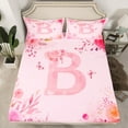 thumbnail image 2 of Castle Fairy Personalized Initial 4 Pieces Queen Sheet Sets,Pink Floral Rose Ultra Soft Flat Sheet,Flying Butterfly Queen Fitted Sheet,Breathable Flower Home Decor, 2 of 7