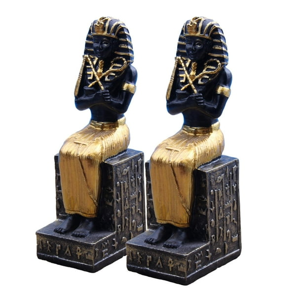 2 piezas de estatuilla de faraón egipcio de resina, artesanía coleccionable antigua, escultura egipcia para estante decoración de oficina de