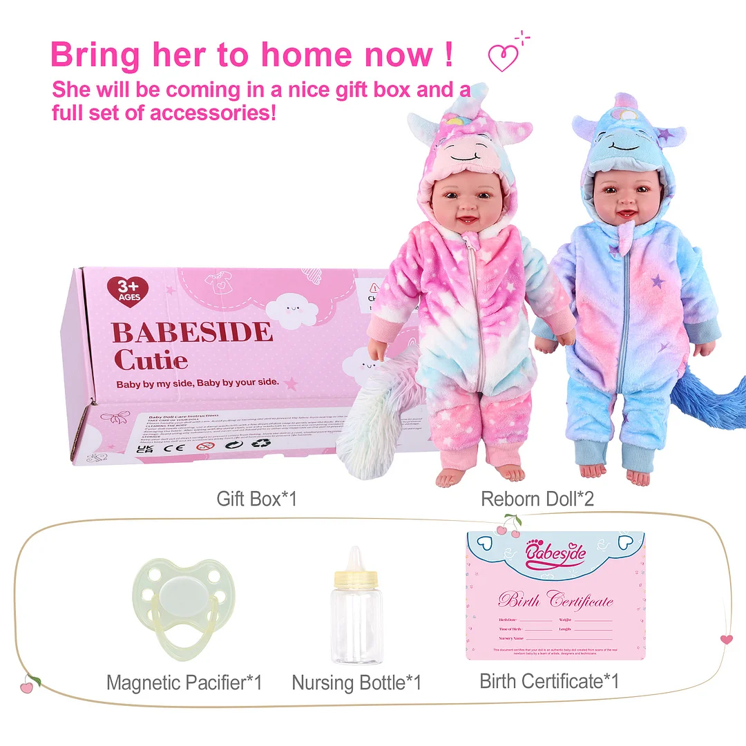 BABESIDE 17 Inch Lifelike Baby Dolls Twins Boy Girl Soft Vinyl Real Life Baby Dolls with Clothes and Toy Gift for Kids Age 3+