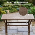 thumbnail image 3 of Outsunny Outdoor Coffee Table, All-Weather Rectangle Patio Coffee Table with Slatted Tabletop for Outside, Patio, Brown, 3 of 9