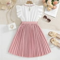thumbnail image 5 of dgysar Girls Color Block Dress, Flutter Sleeves & Pleated Skirt, Fashion-Forward Birthday Dress for Parties & Photos Pink 130, 5 of 5