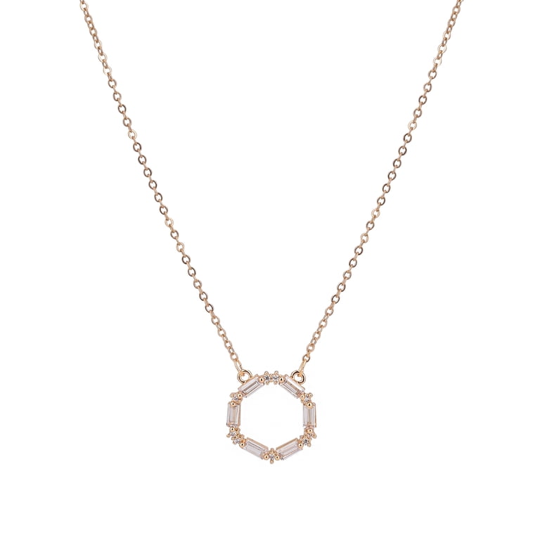 Time and Tru Gold Tone Baguette Crystal Pendant Necklace photo 2