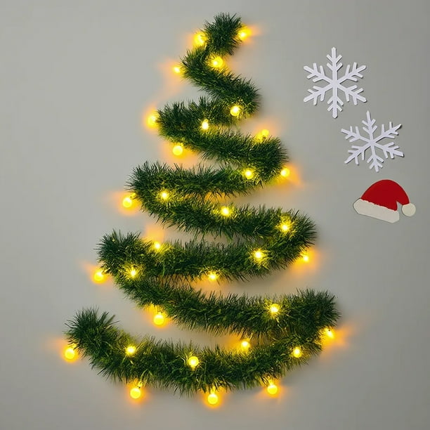 Luminarias de Navidad Bolas Brillosas Vines Decoracin Pared Batera Operadas, Adornos Arbol Navideño Exterior, Estilo Vintage, Icicle Lights Outdoor, Navidad Hogar, No Incluidas Pilas, Metal
