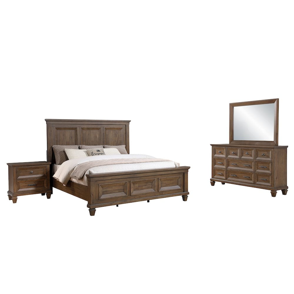 New Classic Furniture Mariana 4-Piece Wood King Bedroom Set in Mocha