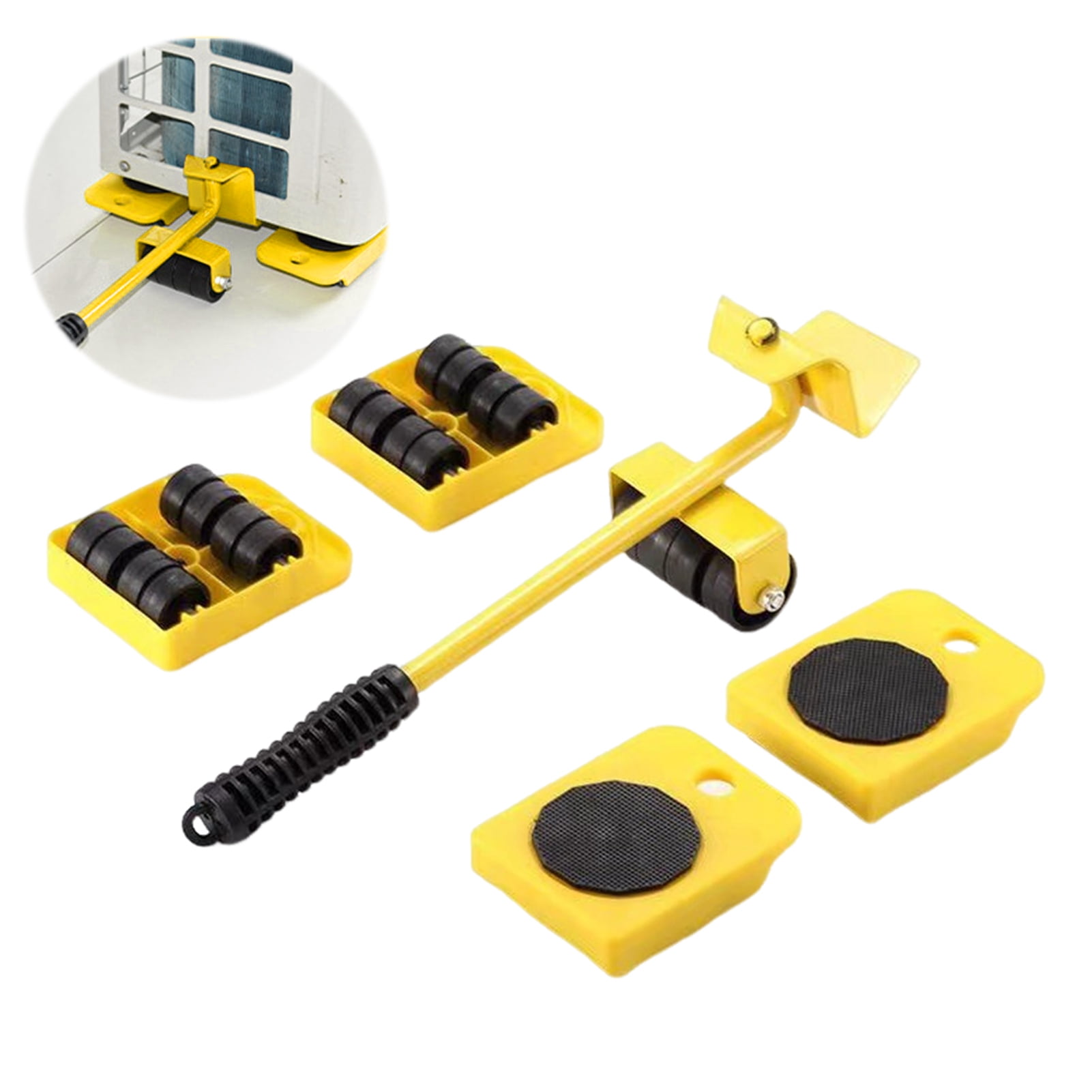 Grofry 5 Pcs/Set Furniture Mover Tool Set Compact Furniture Movers with Wheels Heavy Duty Appliance Rollers Furniture Slider Kit