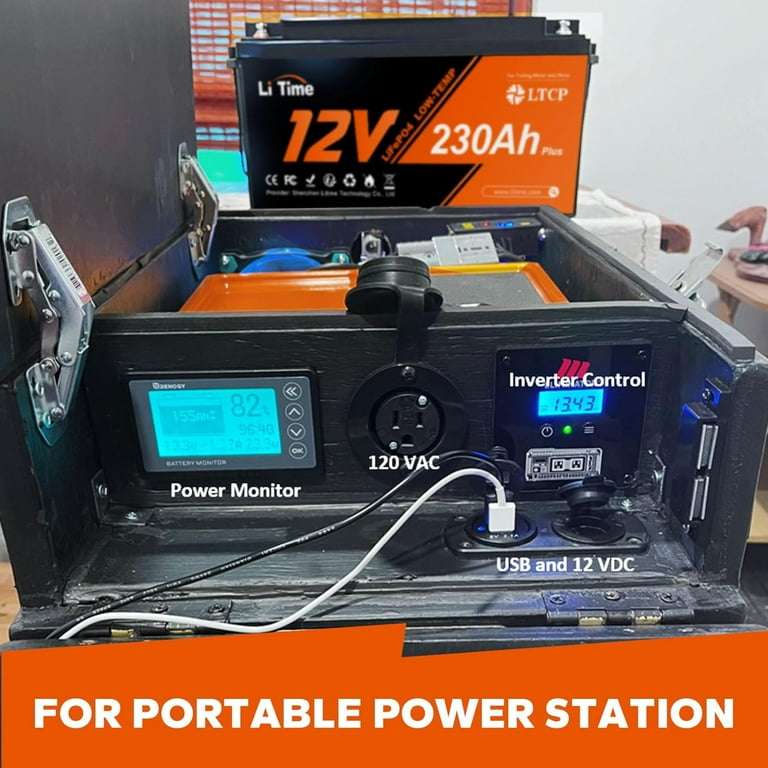 LiTime 12V 230Ah Plus Low-Temp Protection LiFePO4 Battery, Built-In 200A  BMS, Max 2944Wh Energy for RV, Camping, Solar System, Home Energy Storage