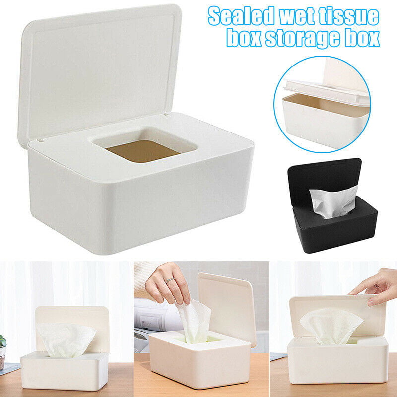 Wet Wipes Dispenser Holder Tissue Storage Box Case with Lid for Home Office 