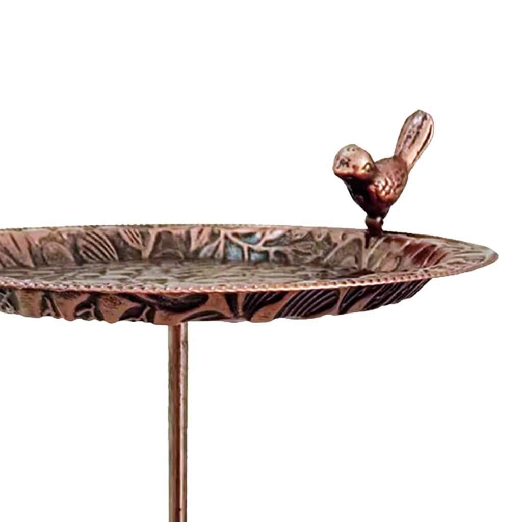 Tizuqe Frostproof Metal Bird Bath Outdoor Water Feeder With Decorative Leaf Motifs Suitable For Wildlife Birds Standing Basin