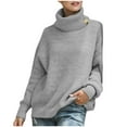 thumbnail image 1 of Frostluinai Oversized Sweaters for Women Turtleneck Knit Sweaters Long Sleeve Drop Shoulder Knit Pullover Solid Color Loose Fit Fall Sweaters, 1 of 5