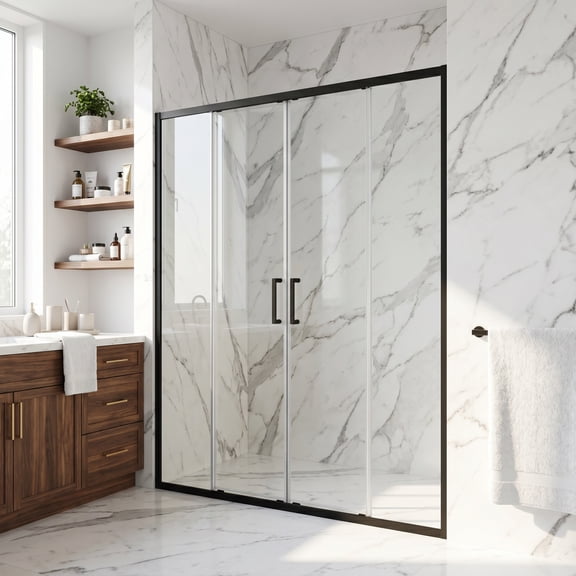 VIGO Paloma Semi-Frameless Double-Sliding Shower Door in Matte Black