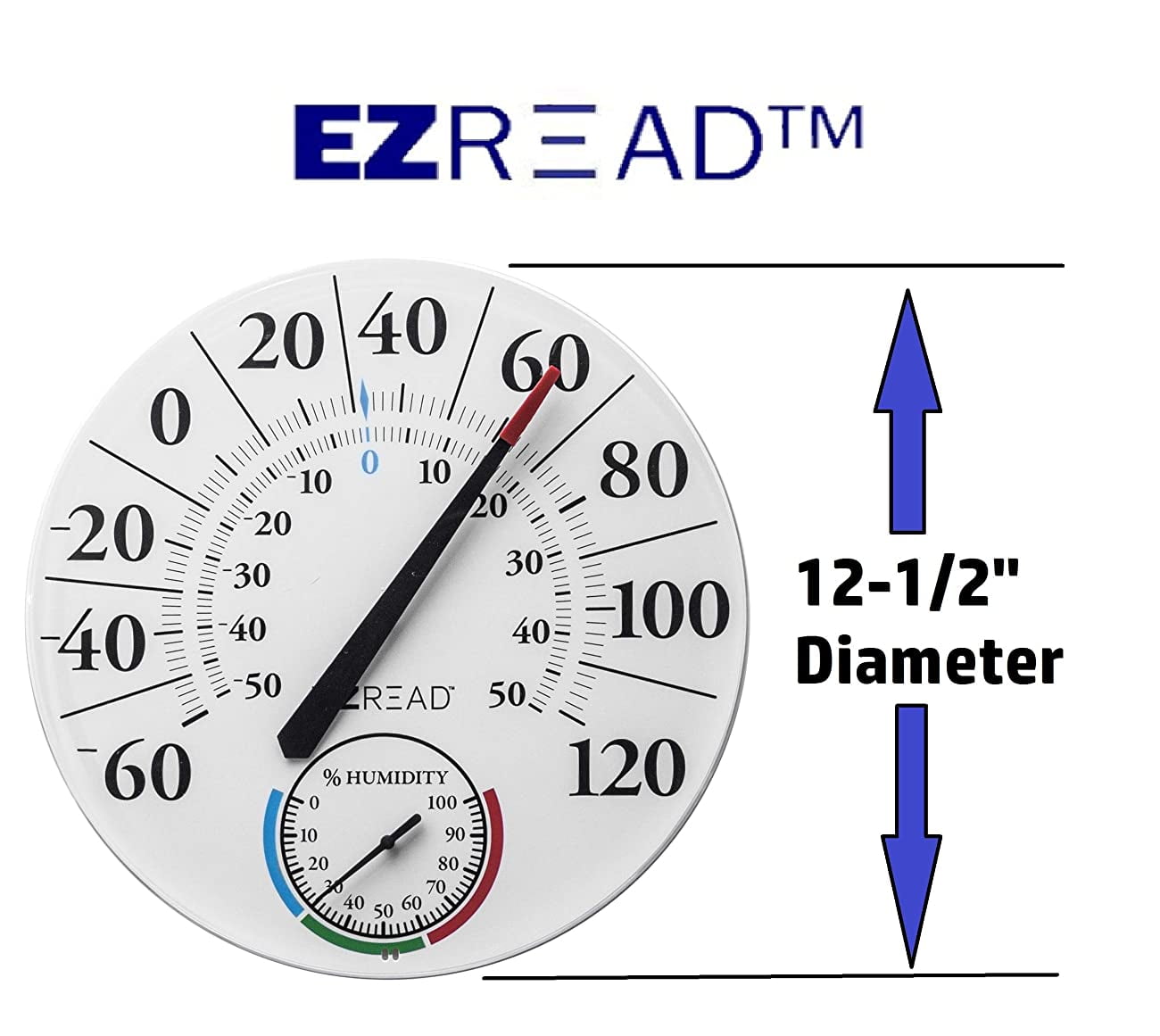Ez Read 12in Thermometer With Hygrometer