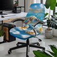 thumbnail image 2 of POLERO One Piece Office Swivel Chair Slipcover, Turtle and Starfish Pattern Elastic Cloth Soft High Back Chair Slipcover for Indoor Workspace Home Office, 2 of 7