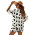 thumbnail image 4 of Xoenoiee Dog Paw Plaid Print Women's Hawaiian Beach Outfit 2 Piece Short Sleeve Swim Cover Up Shorts Set Summer Open Front Kimono Cardigan Vacation Beachwear, Size S, 4 of 7