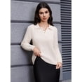 thumbnail image 3 of Scacto Womens Long Sleeve Sweater Tops Cable Knit Casual V Neck Polo Shirts, 3 of 6