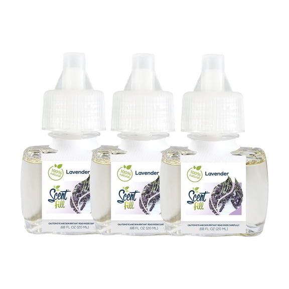 Scent Fill 100% Natural Lavender Plug in Refill Air Freshener, 3 Scented Oil Refills