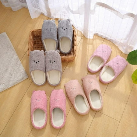 

Cute Cartoon Cotton Plush Slippers Winter Home Non-slip Floor Couple Slippers