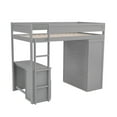 thumbnail image 5 of Euroco Wood Twin Size Loft Bed with Desk and Wardrobe, Kids & Teens, Gray, 5 of 15