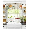 thumbnail image 6 of Fall Valances for Windows, Thanksgiving Green White Pumpkin Leaves Linen Texture Rod Pocket Short Window Valance Curtains Holiday Window Treatment for Kitchen Living Room Bathroom, 42"x12", 6 of 6