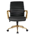thumbnail image 3 of Mid-Back Black Faux Leather Chair with Gold Finish Arms and Base K/D, 3 of 7