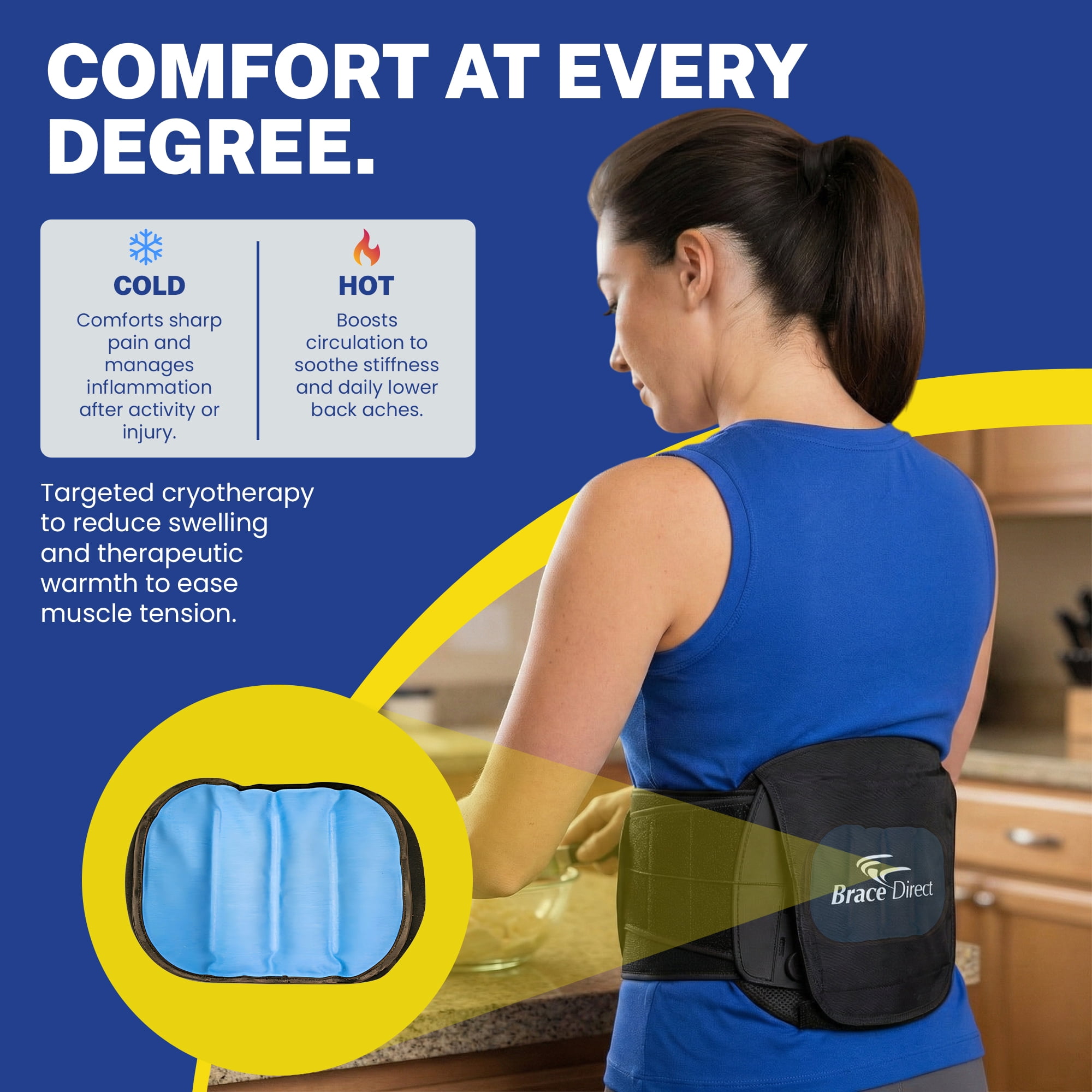 Brace Direct Back Brace Hot/Cold Therapy Pack – Small, Oval & Large – Compatible with Brace Direct & Brace Align Braces