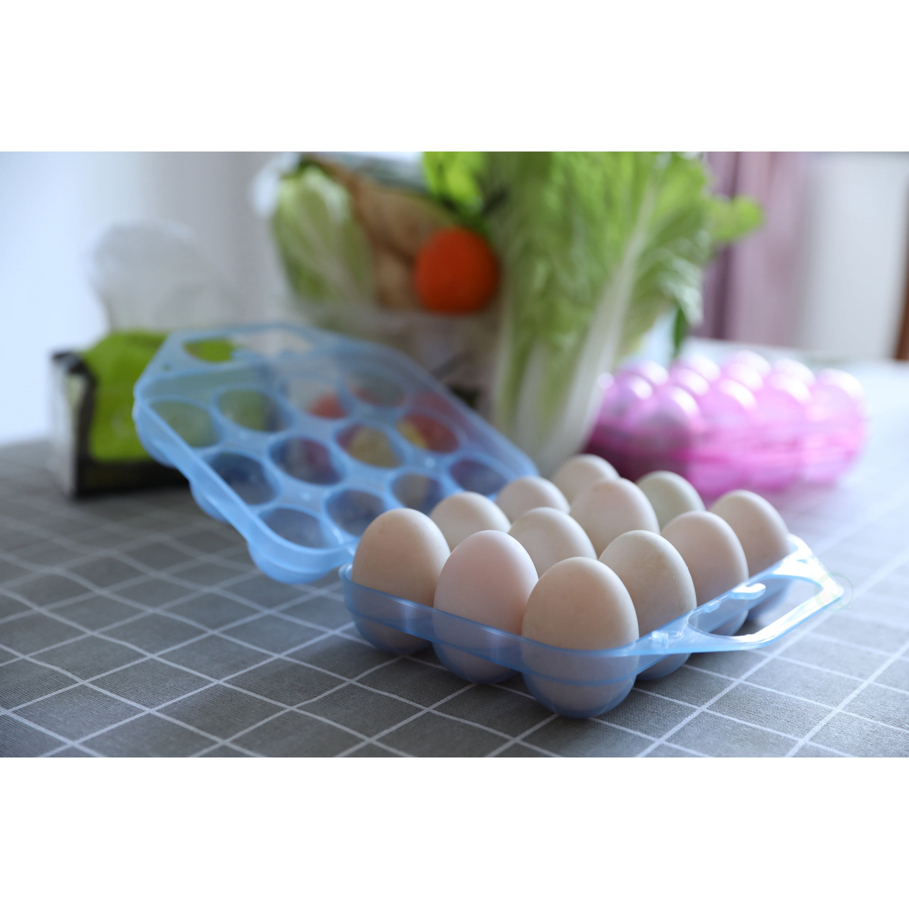 Clear Plastic Egg Carton-12 Egg Holder Carrying Case with Handle