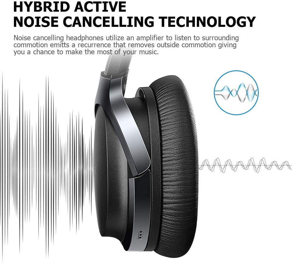 Edifier Wireless Noise Cancelling Headsets with Microphone for PC,Bluetooth Earphones with Touch Control ,Work From Home Headsets,Black