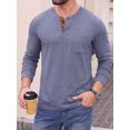 thumbnail image 5 of JWD Mens Long Sleeve Henley Shirt Casual Button Neck T Shirt Soft Lightweight Crew Neck Tee with Chest Pocket Navy Blue XL, 5 of 6