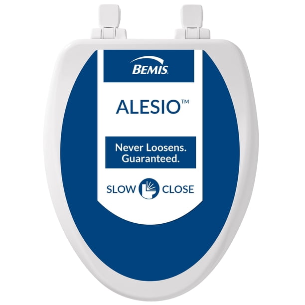 Asiento de inodoro Bemis Alesio II de madera con cierre lento, alargado, blanco