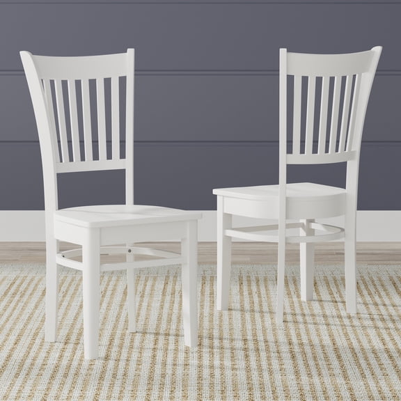 Spindle Back Solid Wood Dining Chairs in White (Set of 2)