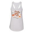 thumbnail image 2 of Wild Bobby It's Pumpkin Spice Latte Season Orange Black and White Halloween Women Racerback Tank Top, White, Small, 2 of 6
