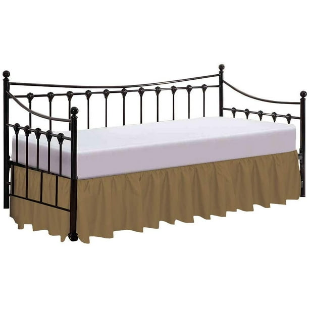 Split Corner Ruffle Bed Skirts 22" Drop, Fully Elastic Dust Ruffle, 100