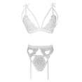 thumbnail image 2 of Gibobby Lencería sexy para mujer Conjunto de lencería de 3 piezas para mujer, ropa interior de piezas, lencería, ropa interior, conjunto de lencería con liga(Blanco CH), 2 of 5