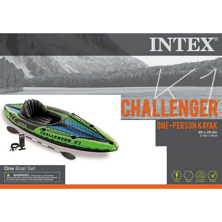 Intex Challenger K1 Inflatable Kayak Set with Paddles and Pump