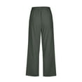 thumbnail image 4 of Petite Capris for Women with Pockets 2026 Summer Drawstring Elastic High Waist Casual Capris Straight Wide Leg Cotton Linen Pants Army Green S, 4 of 5