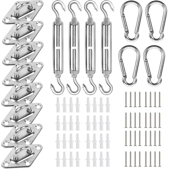 M6 Awning Attachment Set, Heavy Duty Sun Shade Sail Stainless Steel Hardware Kit for Triangle and Square, Rectangle,Fixing Accessories D