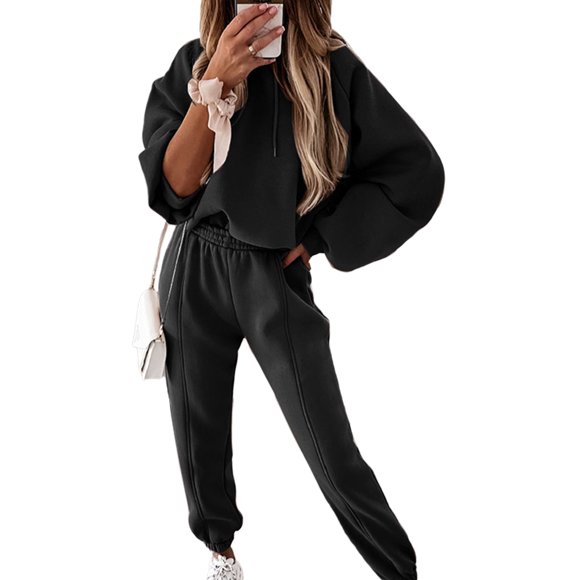 Conjunto de chándal de 2 piezas para mujer, de forro polar, para entrenamiento, para correr