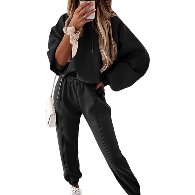 Conjunto de chándal de 2 piezas para mujer, de forro polar, para entrenamiento, para correr