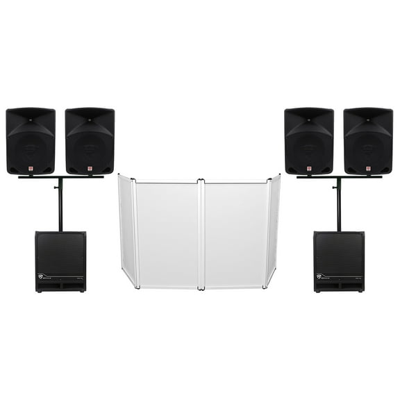 Rockville DJ Package w/(4) 10" Active Speakers (2) 12" Powered Subwoofers Facade