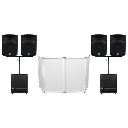 Rockville DJ Package w/(4) 10" Active Speakers+(2) 12" Powered Subwoofers+Facade